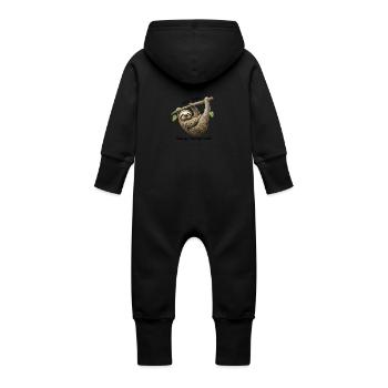 Faules Faultier, - Baby Bio Sweat Overall mit Kapuze - Vanille-Milchshake - Hinten