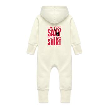 I'm too Saxy for this Shirt - Saxofon - Instrument - Grenouillère à capuche bio en molleton Bébé - vanille - Dos