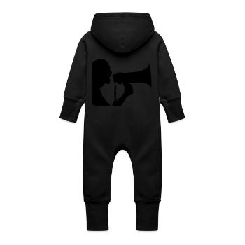 megaphone - Baby Organic Sweat Overalls With Hood - vanilla - Back