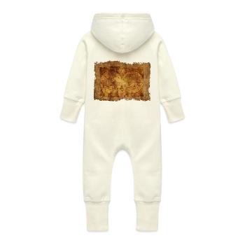 Alte Weltkarte auf Pergament - Baby Bio Sweat Overall mit Kapuze - Vanille-Milchshake - Hinten
