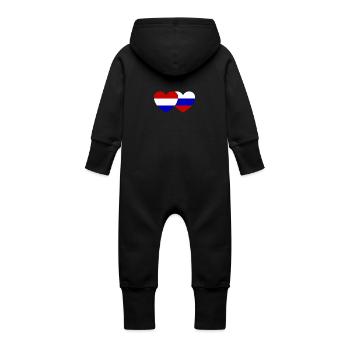 Holland Russia Flag Heart - Baby Organic Sweat Overalls With Hood - vanilla - Back
