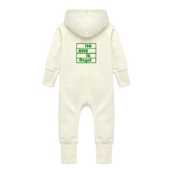 No one is illegal - Baby Organic Sweat Overalls With Hood - vanilla - Back