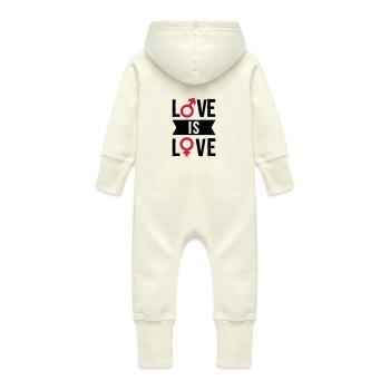 Love - Grenouillère à capuche bio en molleton Bébé - vanille - Dos