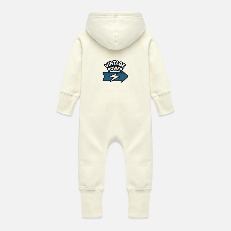 Flèche stylisée & éclair - Grenouillère à capuche bio en molleton Bébé - vanille