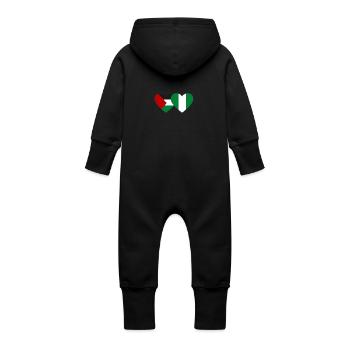 Palestine Nigeria Drapeau Coeur - Grenouillère à capuche bio en molleton Bébé - vanille - Dos