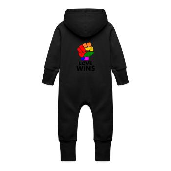 Love wins - Baby Organic Sweat Overalls With Hood - vanilla - Back