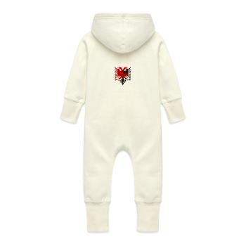 Albanian eagle skenderbeu shirt proud - Baby Organic Sweat Overalls With Hood - vanilla - Back