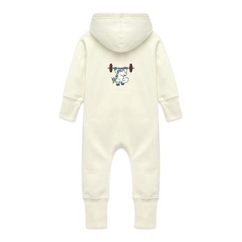 Licorne haltérophile cadeau gym fitness poids - Grenouillère à capuche bio en molleton Bébé - vanille - Dos