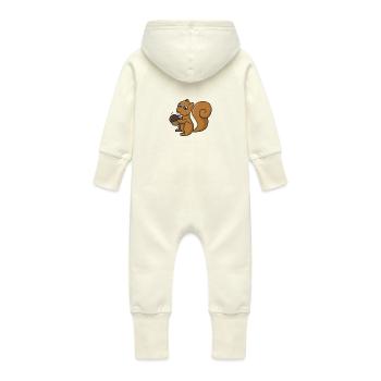 Écureuil, dessin animé, cadeau, écrou, forêt, animaux, enfants - Grenouillère à capuche bio en molleton Bébé - vanille - Dos
