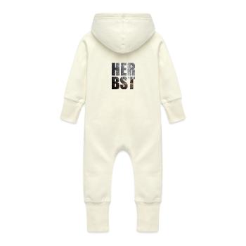 autumn - Baby Organic Sweat Overalls With Hood - vanilla - Back
