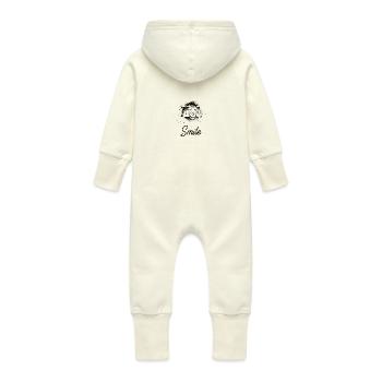 Smile Retro Camera Please Smile - Baby Organic Sweat Overalls With Hood - vanilla - Back