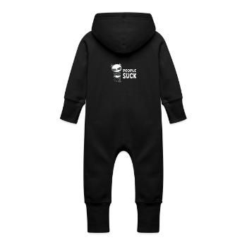 People Suck - Panda - Baby Organic Sweat Overalls With Hood - vanilla - Back