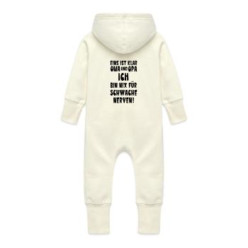 Baby Oma Opa Schwangerschaft - Baby Bio Sweat Overall mit Kapuze - Vanille-Milchshake - Hinten