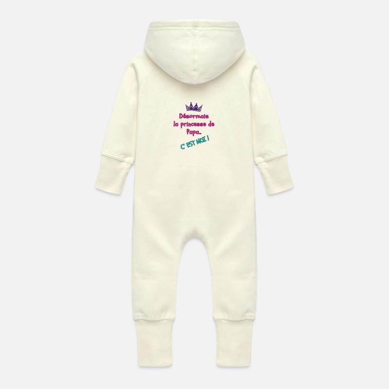 Princesse de Papa - Grenouillère à capuche bio en molleton Bébé - vanille