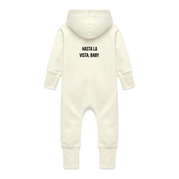 Cinema Humor Film Funny Terminator Action ssssssss - Baby Organic Sweat Overalls With Hood - vanilla - Back