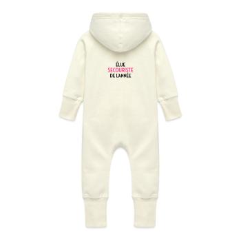 Secourisme / Secouriste / Secours / Secourir - Grenouillère à capuche bio en molleton Bébé - vanille - Dos