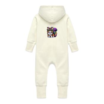 Mardi Gras Maine Coon, Maskierte Katze - Baby Bio Sweat Overall mit Kapuze - Vanille-Milchshake - Hinten