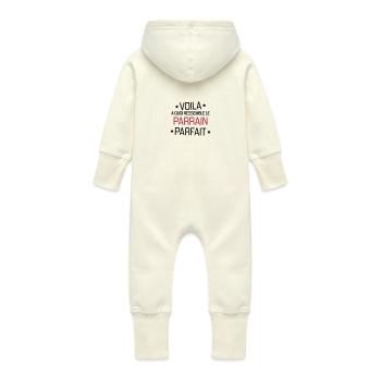 Parrain / Marraine / Filleule / Filleul - Grenouillère à capuche bio en molleton Bébé - vanille - Dos