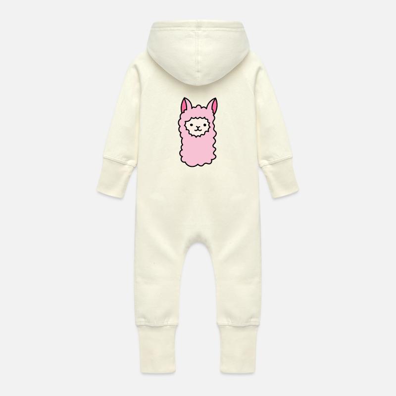 Ramalama - Grenouillère à capuche bio en molleton Bébé - vanille