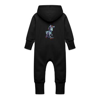Skateboarder Zebra : Kawaii sur la planche - Grenouillère à capuche bio en molleton Bébé - vanille - Dos