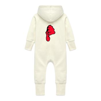 Thumbs down - Baby Organic Sweat Overalls With Hood - vanilla - Back