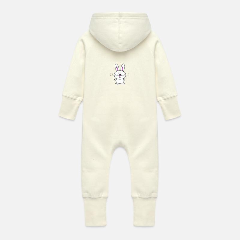 Lapin de Pâques - Grenouillère à capuche bio en molleton Bébé - vanille