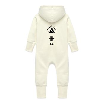 Hipster - Baby Organic Sweat Overalls With Hood - vanilla - Back