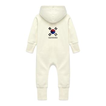 Taekwondo Taekwondoin Tae-Kwon-Do Tae Kwon Do - Baby Organic Sweat Overalls With Hood - vanilla - Back