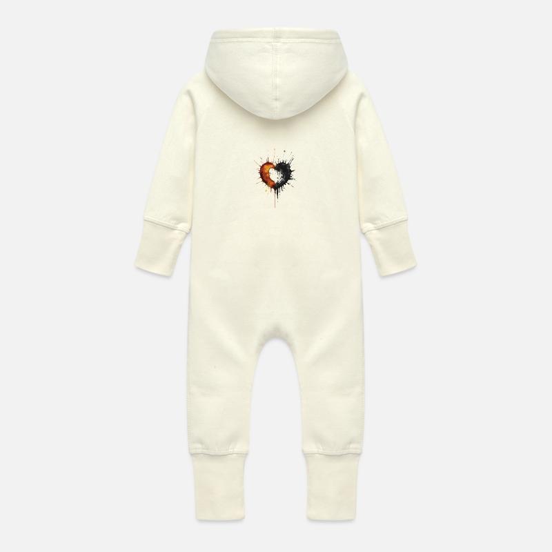 Splash inc. Coeur 4 - Grenouillère à capuche bio en molleton Bébé - vanille