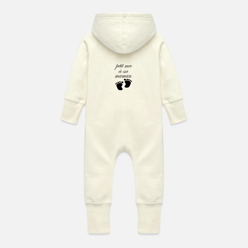 maman - Grenouillère à capuche bio en molleton Bébé - vanille