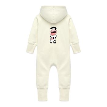 Cow laughs - Baby Organic Sweat Overalls With Hood - vanilla - Back