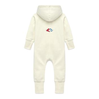 Turkey Scotland Flag Hands Heart Shape - Baby Organic Sweat Overalls With Hood - vanilla - Back