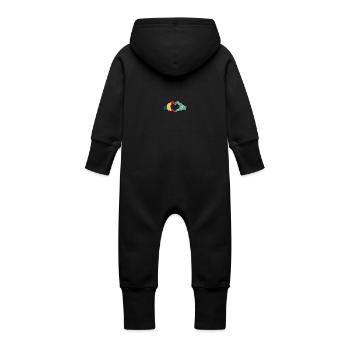 Rumänien Kasachstan Flagge Hände Herzform used - Baby Bio Sweat Overall mit Kapuze - Vanille-Milchshake - Hinten