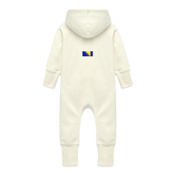 Bosnien und Herzegowina Flagge - Baby Bio Sweat Overall mit Kapuze - Vanille-Milchshake - Hinten