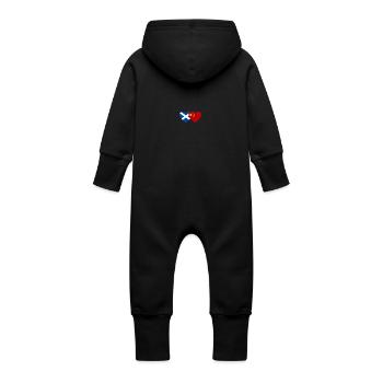 Scotland China Flag Heart - Baby Organic Sweat Overalls With Hood - vanilla - Back