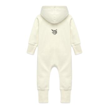 Cat Black Cat Head - Baby Organic Sweat Overalls With Hood - vanilla - Back