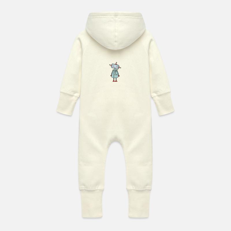 Robot super doux - Grenouillère à capuche bio en molleton Bébé - vanille