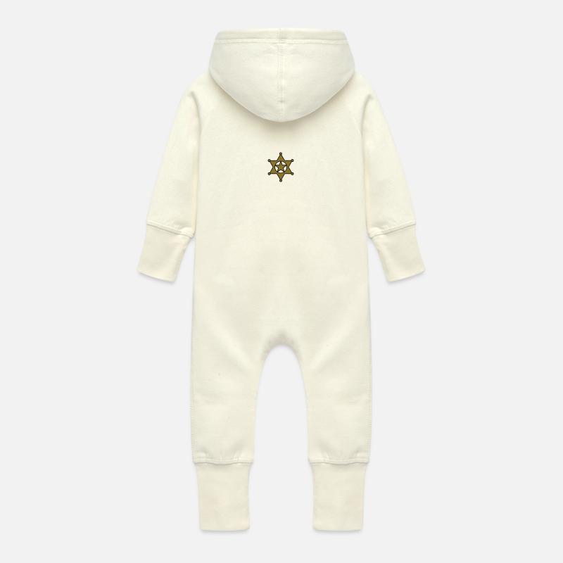 shérif étoile_se6 - Grenouillère à capuche bio en molleton Bébé - vanille