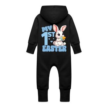 Lapin de Pâques avec biberon - Première Pâques - Grenouillère à capuche bio en molleton Bébé - vanille - Dos