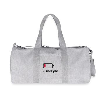 Low Battery Need You - Recycled Canvas Sports Bag by Stanley/Stella - heather grey - Front