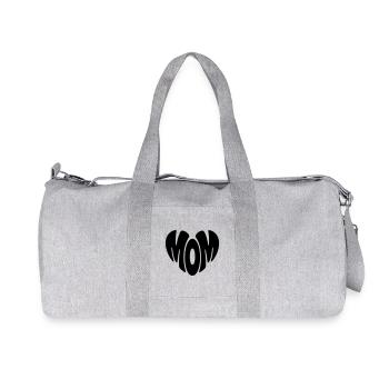 Mom Heart Shape Mom Heart Shape Mother's Day Gift - Recycled Canvas Sports Bag by Stanley/Stella - heather grey - Front