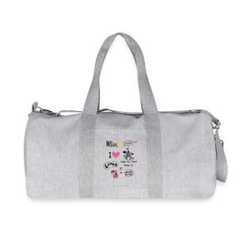 paris Little Girl Miss Pink Heart Teen Girl Poodle - Recycled Canvas Sports Bag by Stanley/Stella - heather grey - Front