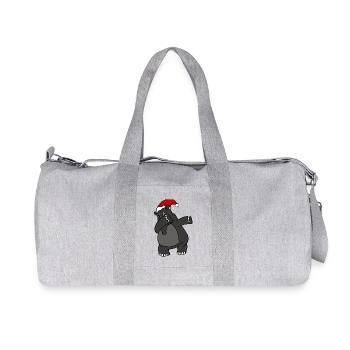 Dabbing Santa Tapir Xmas Holiday Christmas Animal - Recycled Canvas Sports Bag by Stanley/Stella - heather grey - Front