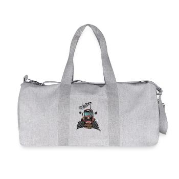 0436 braun / orange tractor - Recycelte Canvas-Sporttasche von Stanley/Stella - Grau meliert - Vorne