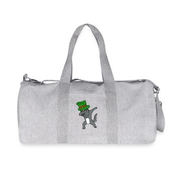 Dabbing St Patrick's Day Wolf Leprechaun Top Hat - Recycled Canvas Sports Bag by Stanley/Stella - heather grey - Front