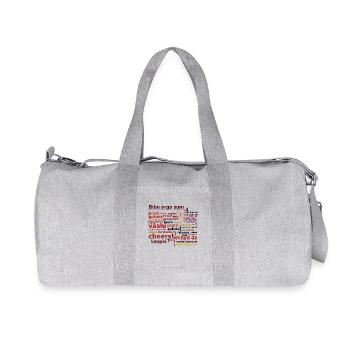 "Bibo ergo sum" et applaudissements en 50 langues - Sac de sport en toile recyclée Stanley/Stella - gris chiné - Devant