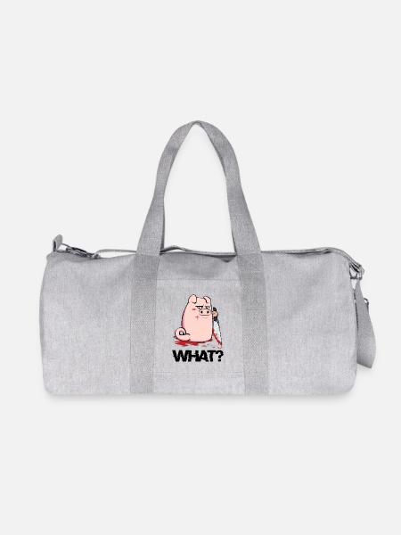 Blutiger Messer-Pig mit schwarzem Humor - Recycelte Canvas-Sporttasche von Stanley/Stella - Grau meliert