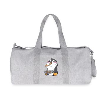 Funny Penguin Pizza - Recycled Canvas Sports Bag by Stanley/Stella - heather grey - Front