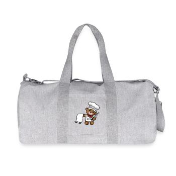 Chef Kitchen Restaurant Gourmet Chef Chefs Teddy - Recycled Canvas Sports Bag by Stanley/Stella - heather grey - Front