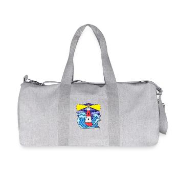 Leuchtturm mit Wellen Nordsee Ostsee Geschenk - Recycelte Canvas-Sporttasche von Stanley/Stella - Grau meliert - Vorne